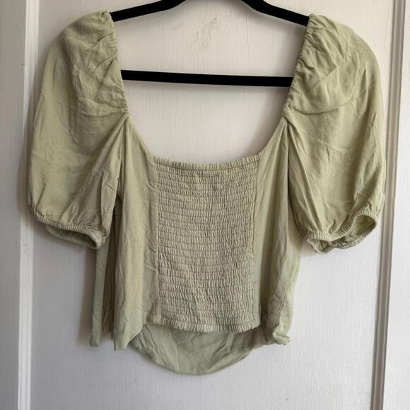 Aritzia Wilfred Novella Sweetheart Bodice Ruched Short sleeve Blouse - Picture 8 of 11